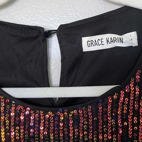 GRACE KARIN Women's Sparkly Cocktail Holiday Cap Sleeve Evening Shift Dress SZ L - Picture 8 of 17